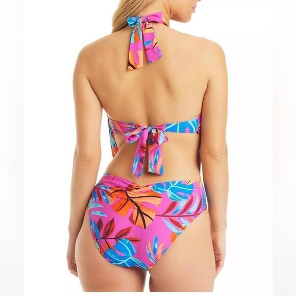 Bar III Women's Paradise in the Palms Cowl Neck Swimsuit,Magic Magenta 1 pc XS - Picture 3 of 8